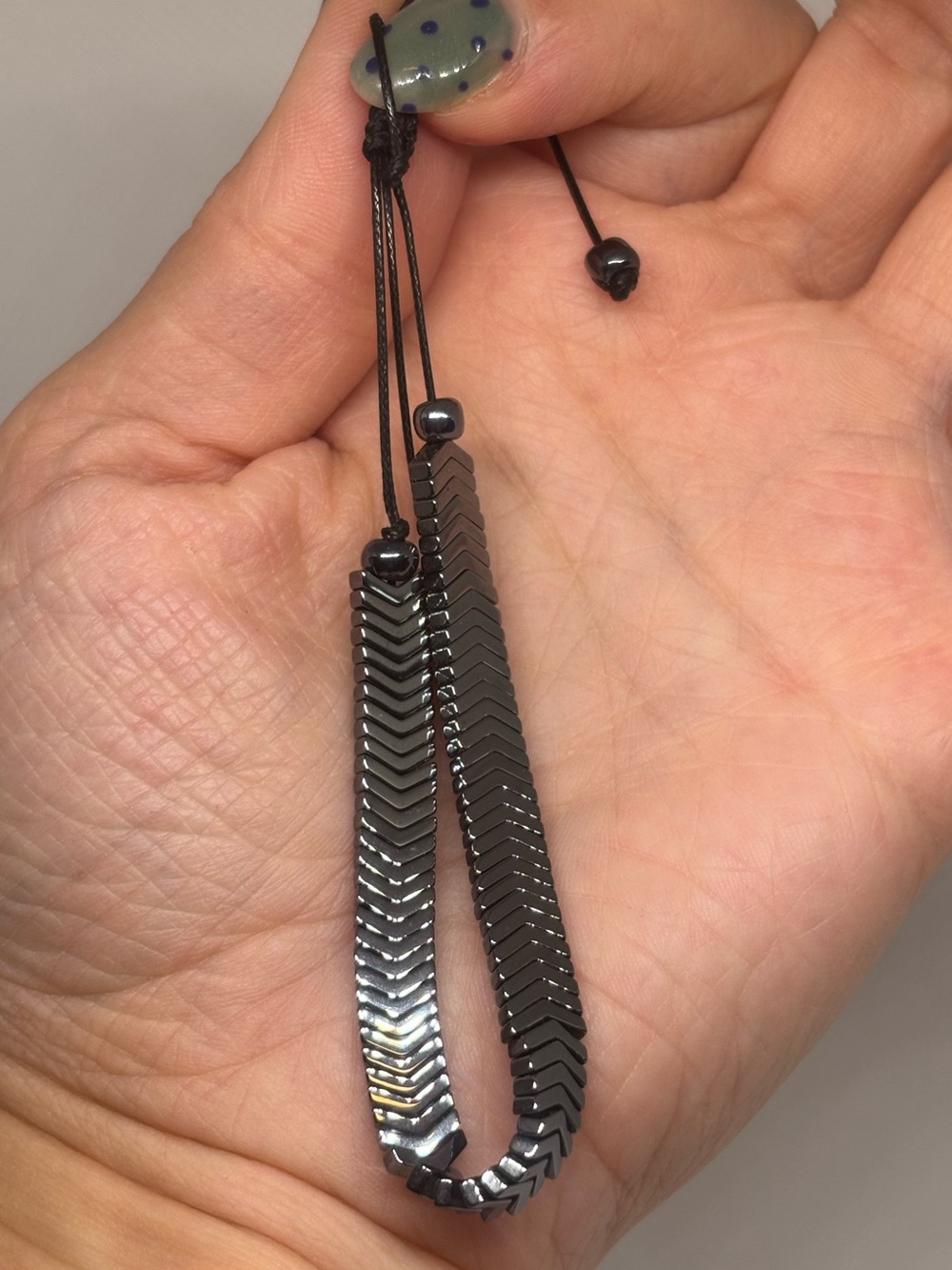 Adjustable Black Hematite ‘Alaskan Black Diamond’ Beaded Bracelet